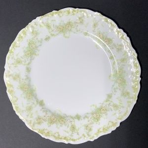 Vintage Set of 6, 1910s Limoges Elite Works Green 8 1/2 Inch Luncheon Plates